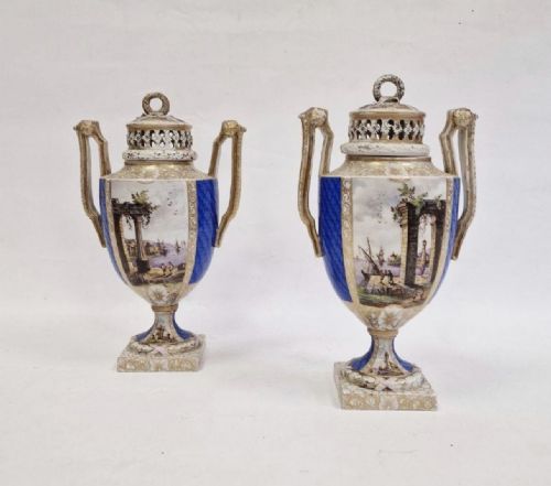 Pair of Dresden Pot Poured Vases