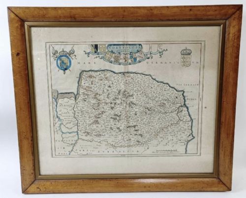 C17th Johannes  Blaeu Copper Engraving Map of Norfolk