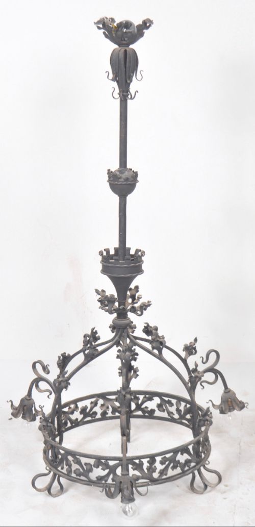 C19th Wrought Iron Gothic Chandelier