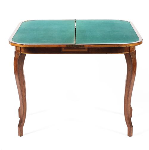 GEORGIAN MAHOGANY AND SATINWOOD INLAID CARD TABLE - ADDITIONAL PHOTO 1