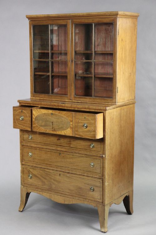EARLY C19TH INLAID MAHOGANY CABINET ON CHEST - ADDITIONAL PHOTO 5