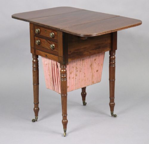 C19TH MAHOGANY DROP LEAF WORK TABLE