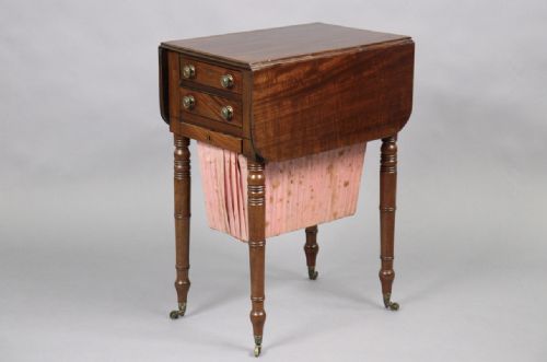 C19TH MAHOGANY DROP LEAF WORK TABLE - ADDITIONAL PHOTO 1