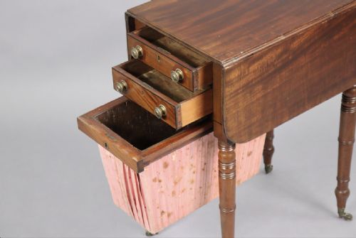 C19TH MAHOGANY DROP LEAF WORK TABLE - ADDITIONAL PHOTO 3