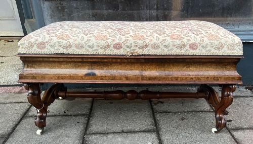 C19th Walnut Duet Stool/ Window Seat