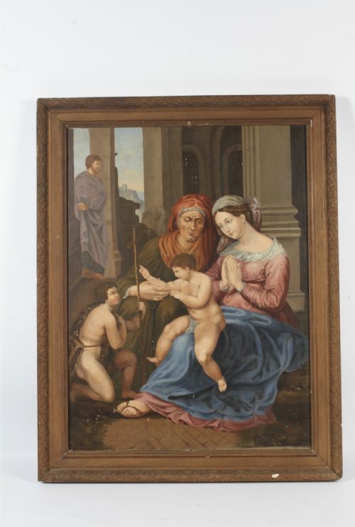 Early C20th Copy of the Meeting of the Infant Christ and St John the Baptist Oil on Canvas