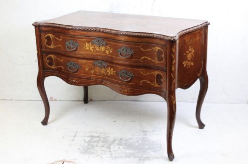 Early C19th Dutch Marquetry Inlaid Serpentine Commode Chest