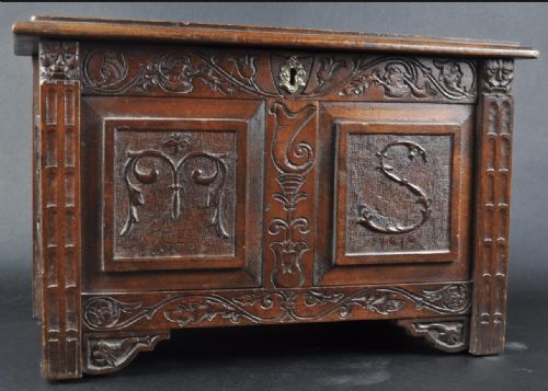 A Carved Small Oak Box