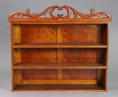 C19th Satin Birch Wall Shelves/bookcase  with Two Adjustable Shelves