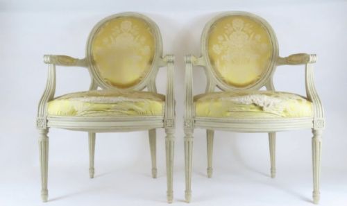 Pair of French Louis XVI Style Armchairs