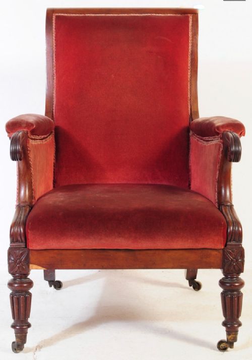 A C19th mahogany library armchair in the manner of gillows 
