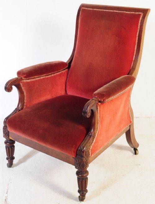 fig 1. A C19th mahogany library armchair in the manner of gillows
