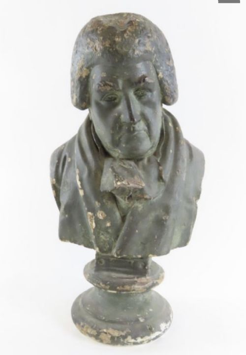 A C19th Painted Plaster Library Bust of a Gentleman