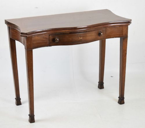 George III Serpentine Mahogany Tea Table with Star Inlay