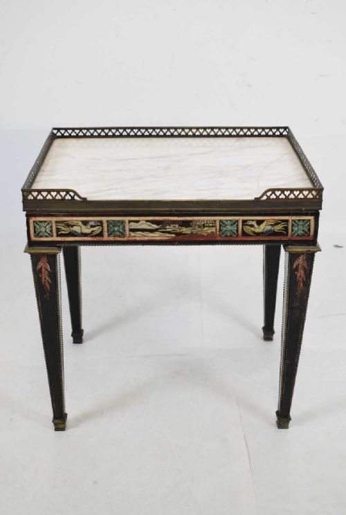 Edwardian Black Lacquered Chinoiserie Side Table/ Coffee Table Height