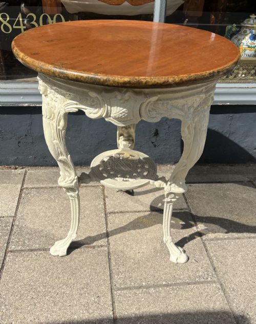 Cast Iron Pub Table with Mahogany Top by Tj Griffiths of Liverpool