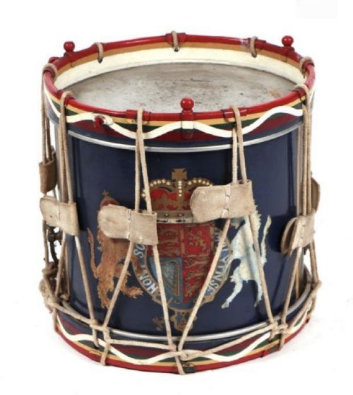 Military Marching Drum with Painted Royal Crest