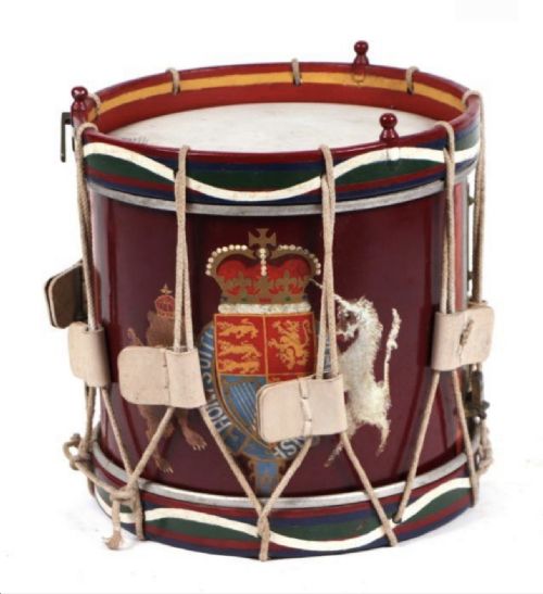 A Military Marching Band Drum Decorated with the Royal Coat of Arms