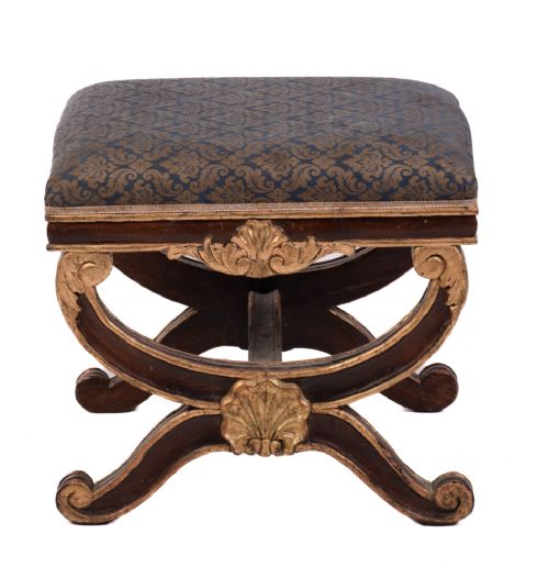 Napoleon III Painted and Parcel Gilt X Framed Stool