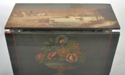 A C17TH DUTCH HINDELOOPEN OAK DROP LEAF TABLE OF SMALL SIZE WITH PAINTED LEAVES AND TOP - ADDITIONAL PHOTO 1