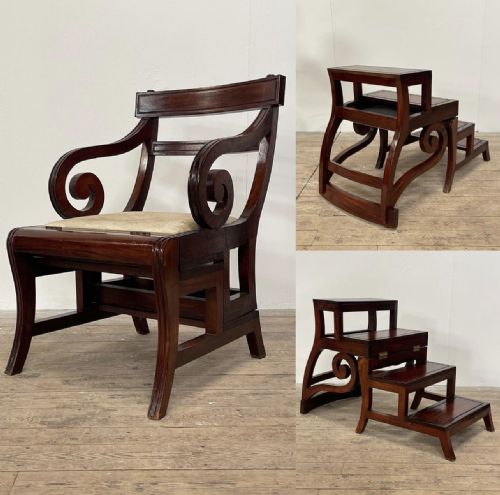 fig 1. Mahogany library armchair metamorphic library steps