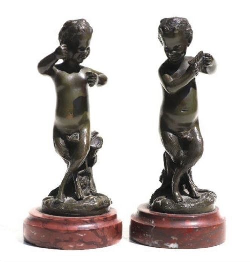Pair of Bronze Fawns After Michel Clodian ( 1784-1814)