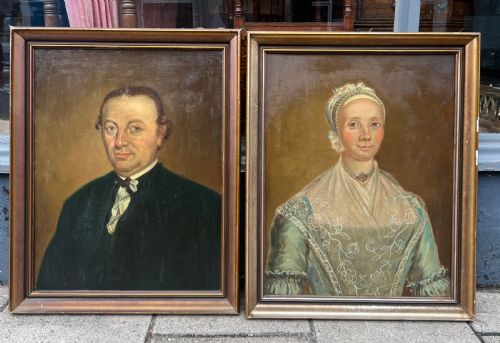 An C18th Pair of Oil on Canvas Portraits Copied in the 1930s