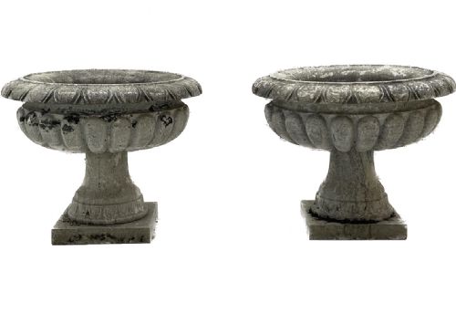Pair of C19th Blue Marble Pair of Pedestal Urns