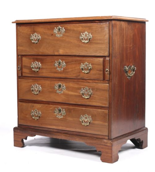 C18th Batchelors Secretaire Chest in Faded Mahogany and Small Proportions.
