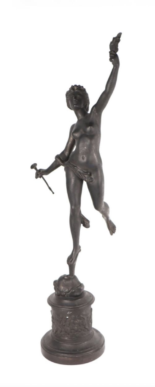 Large Sculpture of Fortuna in Spelter 81 Cms Tall