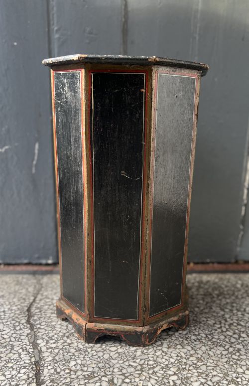 Edwardian Painted Hexagonal Painted Wooden Stick Stand