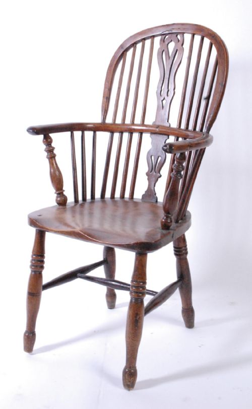 C19th Yewwood Elm and Beech Windsor Armchair