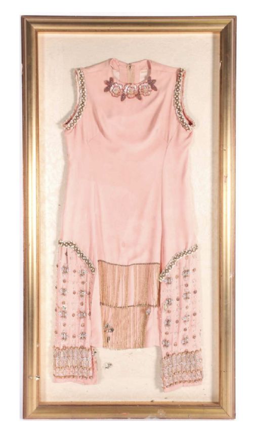 A 1920s Salmon Pink “Flapper Dress” in a Gilt Frame