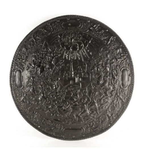 A Large Cast Iron Classical Decorated Wall Plaque or Shield