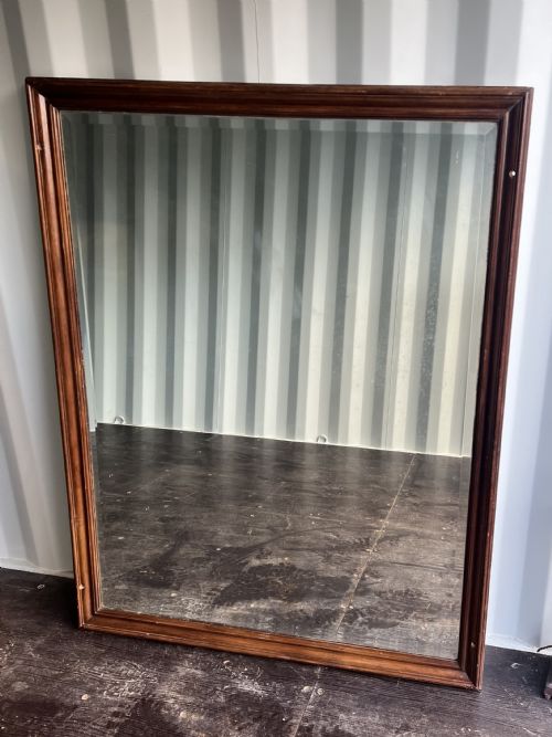 Large Edwardian Shop Mirror with Mahogany Frame