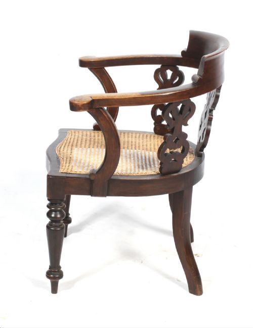 C19TH WALNUT OFFICE ARMCHAIR WITH OIL CLOTH SWAB CUSHION - ADDITIONAL PHOTO 1
