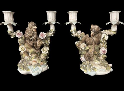 C19th Pair of German Candelabra Depicting Mom Keys