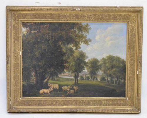 C19th Oil on Canvas of a Rural Landscape Set in a Gilt Frame