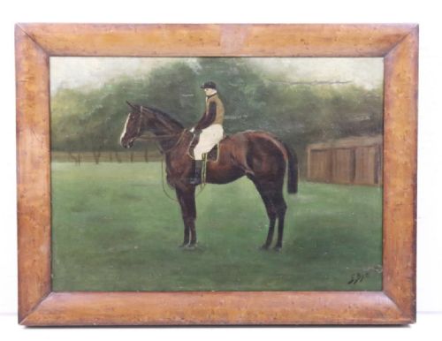 Oil on Canvas of Horse and Jocket Signed F Bye