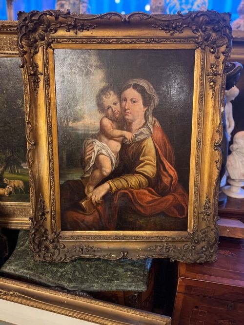 Madonna and Child Oil on Canvas After Annibale Carraci ( 1560-1609 )