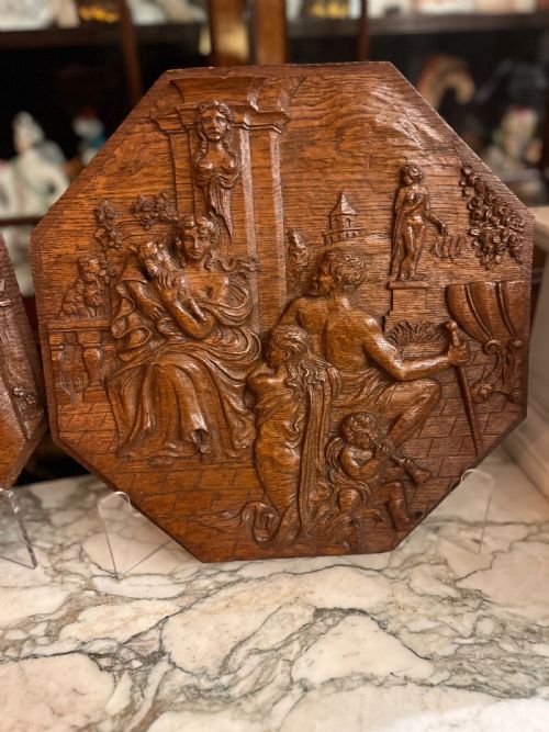 C18TH PAIR OF CARVED PLAQUES OF CLASSICAL SCENES - ADDITIONAL PHOTO 2