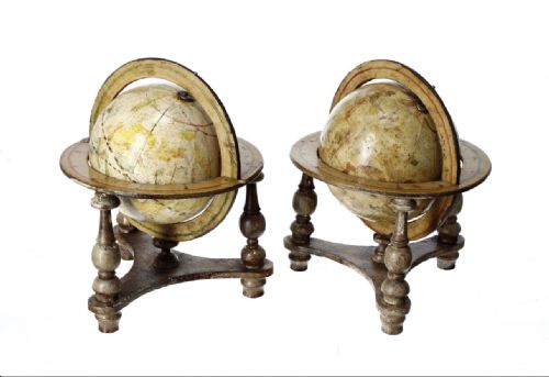 Pair of Small Table Globes Terrestrial and Celestial