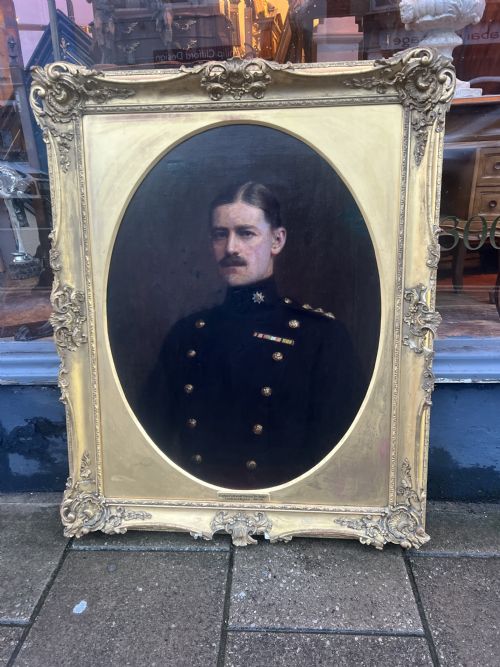 Large Oil on Canvas Portrait in Gilt Frame of Captain Cyrilgerald Valerian Wellesley 
