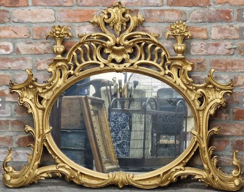 C19th Carved Giltwood Overmantel Mirror by E James, Bruton Road London