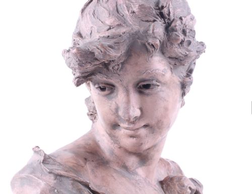 An Art Noveau Terracotta Coloured Plaster Bust by Alfred J Foretay (1861-1944)