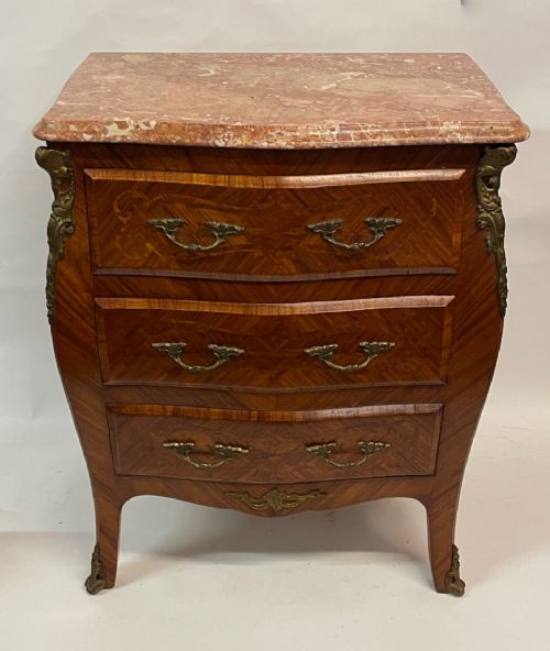 Small Walnut Inlaid Marquetry French Commode