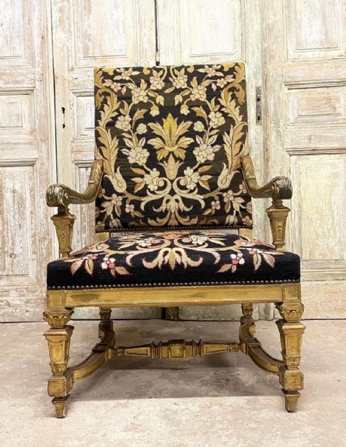 C19THCARVED GILTWOOD ARMCHAIR - ADDITIONAL PHOTO 1