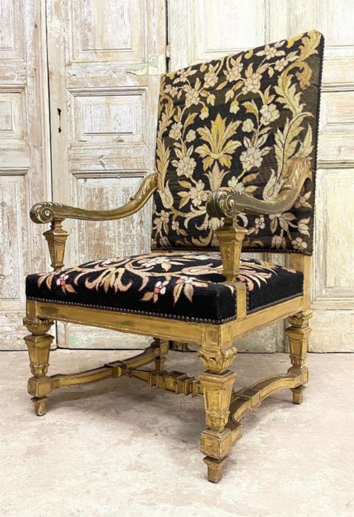C19THCARVED GILTWOOD ARMCHAIR - ADDITIONAL PHOTO 2