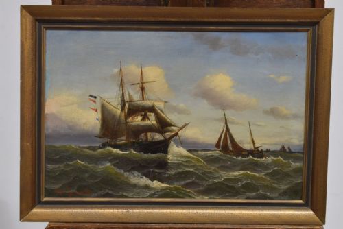 Alfred Jensen, (1859-1935) - Oil on Canvas - Marine Study