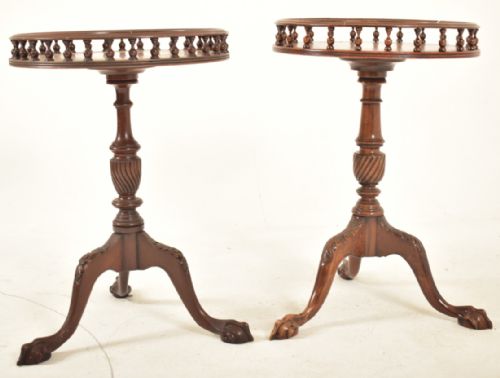 A Near Pair of Mahogany Wine Tables with Gallery's